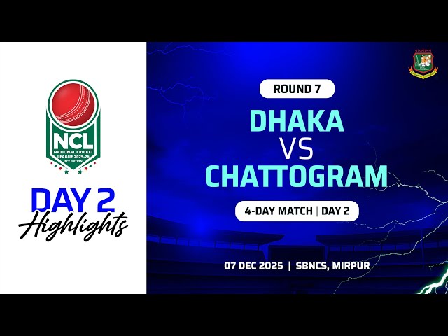 Highlights | 27th NCL 2025-26 | Dhaka VS Chattogram | SBNCS, Mirpur | Round 7 | 4 Day Match | Day 2
