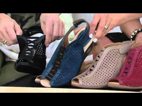 Earth Suede Wedges w/ Adjustable Backstrap Calla on QVC