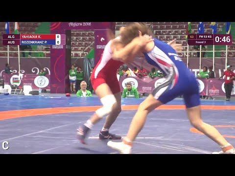 Round 3 FW - 53 kg: K. YAHIAOUI (ALG) df. P. ROZENKRANZ (AUS) by FALL, 4-2