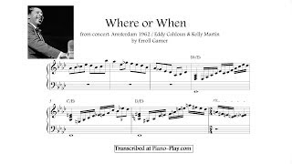 Erroll Garner - Where or When / from: Amsterdam, Eddy Cahloun & Kelly Martin, 1962 (transcription)