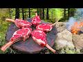 The Most PRIMAL Way To Cook Tomahawk Steaks ASMR Outdoor Cooking