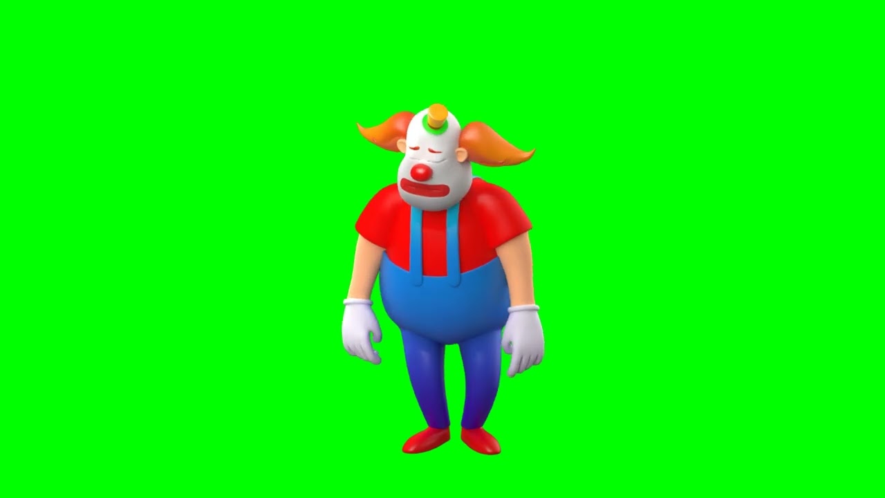 Green screen circus buffoon 3d character