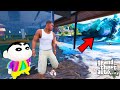 Franklin Trying To Survive Biggest Tsunami Wave In GTA 5 SHINCHAN And CHOP