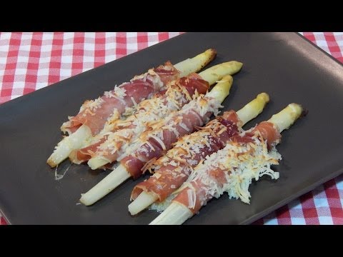 Receta fácil de esparrágos gratinados con jamón