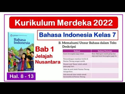 , title : 'Bahasa Indonesia Kelas 7 - Bab 1 Jelajah Nusantara - Hal. 8 - 13 Teks Deskripsi - Kurikulum 2022'