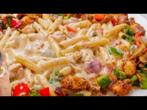 Creamy No Cream Pasta with ChickenPlatter Recipe in Urdu Hindi-Made by Rizwana food & Velog