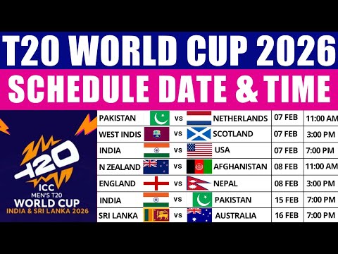 ICC T20 World Cup 2026 Schedule | T20 World Cup 2026 Schedule | 2026 T20 World Cup Schedule