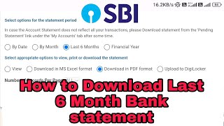 How to Download 6 Month Bank statement | SBI Bank statement download from mobile