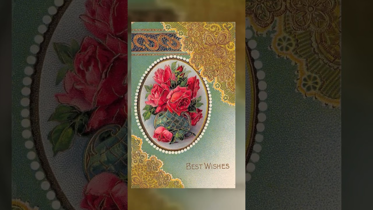 Embossed Best Wishes Postcard, Roses, Janesville WI, 1912 Video