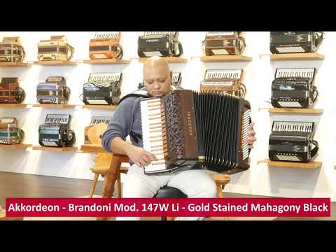 Brandoni-Akkordeon Mod 147W LI - Gold Stained Mahagony Black - Isn't she lovely / Libertango