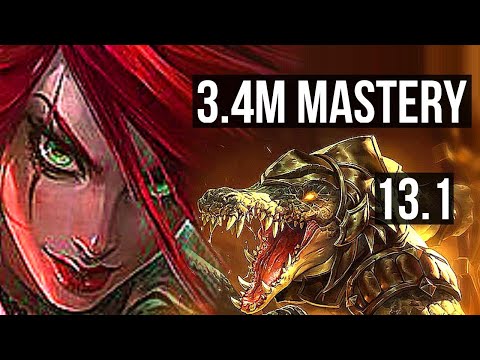 KATARINA vs RENEKTON (MID) | 10/0/5, 3.4M mastery, Legendary, 300+ games | KR Master | 13.1