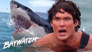 Great White Shark ATTACK On Baywatch! Will Mitch Save Jill?! Baywatch Remastered