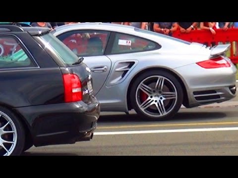 Audi RS4 vs Porsche Carrera 911 Turbo 997 - 1/4 Mile Drag Race Viertelmeile Rennen