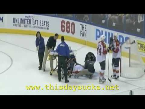 Tomas Vokoun is hit with stick from teammate Keith Ballard *WITH REPLAYS*