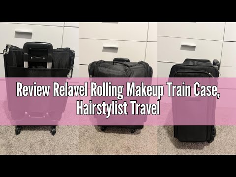 Relavel Rolling Makeup Train Case, Hairstylist Traveling Bag with 4 Wheels, Heat Insulation Full Layer, Adjustable Dividers, Hair Tools and Cosmetics Storage Organizer Trolley Suitcase Makeup Cart video review thumbnail