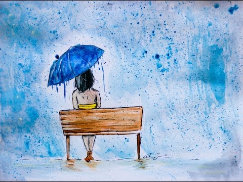 Gouache Speed Painting Timelapse - Rainy Day