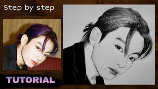 How to draw BTS Jungkook step by step  Drawing Tut