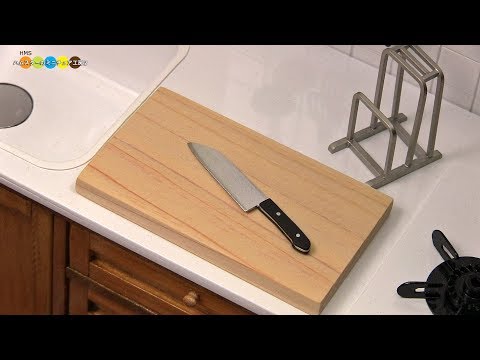 DIY Miniature Kitchen knife and Cutting board　ミニチュア包丁とまな板作り Video