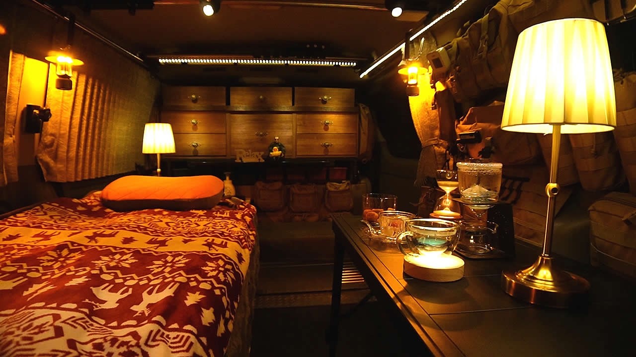 [163]ハイエース車中泊ひとり旅｜冷たい雪の山奥で孤独にくつろぐ車中泊｜ASMR