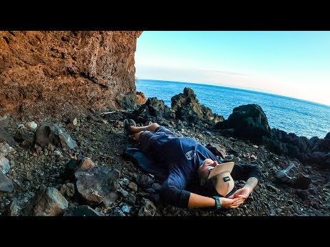 24 hours with NO FOOD, overnight solo island camping on a cliff