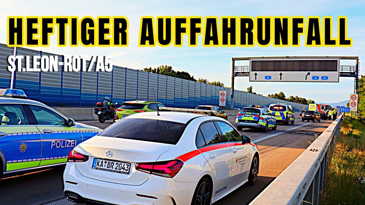 A5 bei Walldorf: Vier Verletzte nach Auffahrunfall – kilometerlanger Stau
