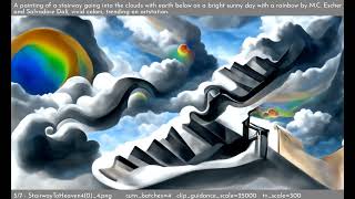 Stairway to Heaven 04 - In the style of M.C. Escher and Salvadore Dali