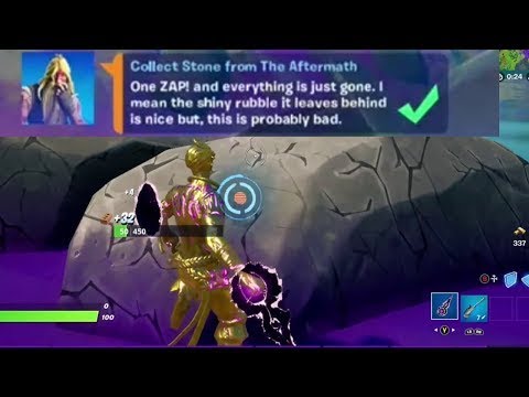Collect Stone from the Aftermath location  Fortnite Season 7 Legendary اجمع الاحجار من تبعات الكارثة