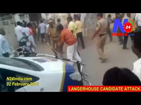 Fight and Protest during GHMC Elections at Langerhouse Hyderabad.