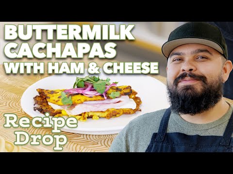 Buttermilk Cachapas with Ham & Cheese (Venezuelan Corn Pancakes) | Recipe Drop | Food52