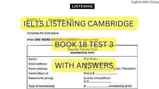 IELTS CAMBRIDGE LISTENING BOOK 18 TEST 3 WITH ANSWERS