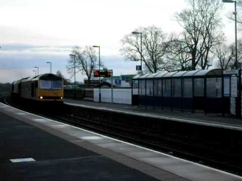 60063 & 66194 DiT on 6F18 Toton - Warrington HTA's through Uttoxeter on 7th April 09