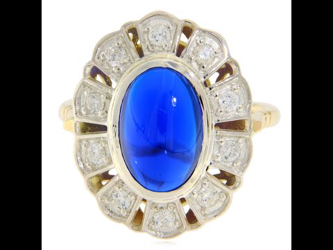 Inel Aur 14 k Galben Argint 925 Safir Laborator Diamante Naturale - Distinct si Stralucitor