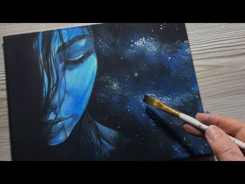GALAXY DREAM / Acrylic Portrait Painting / How To Step By Step For Beginners