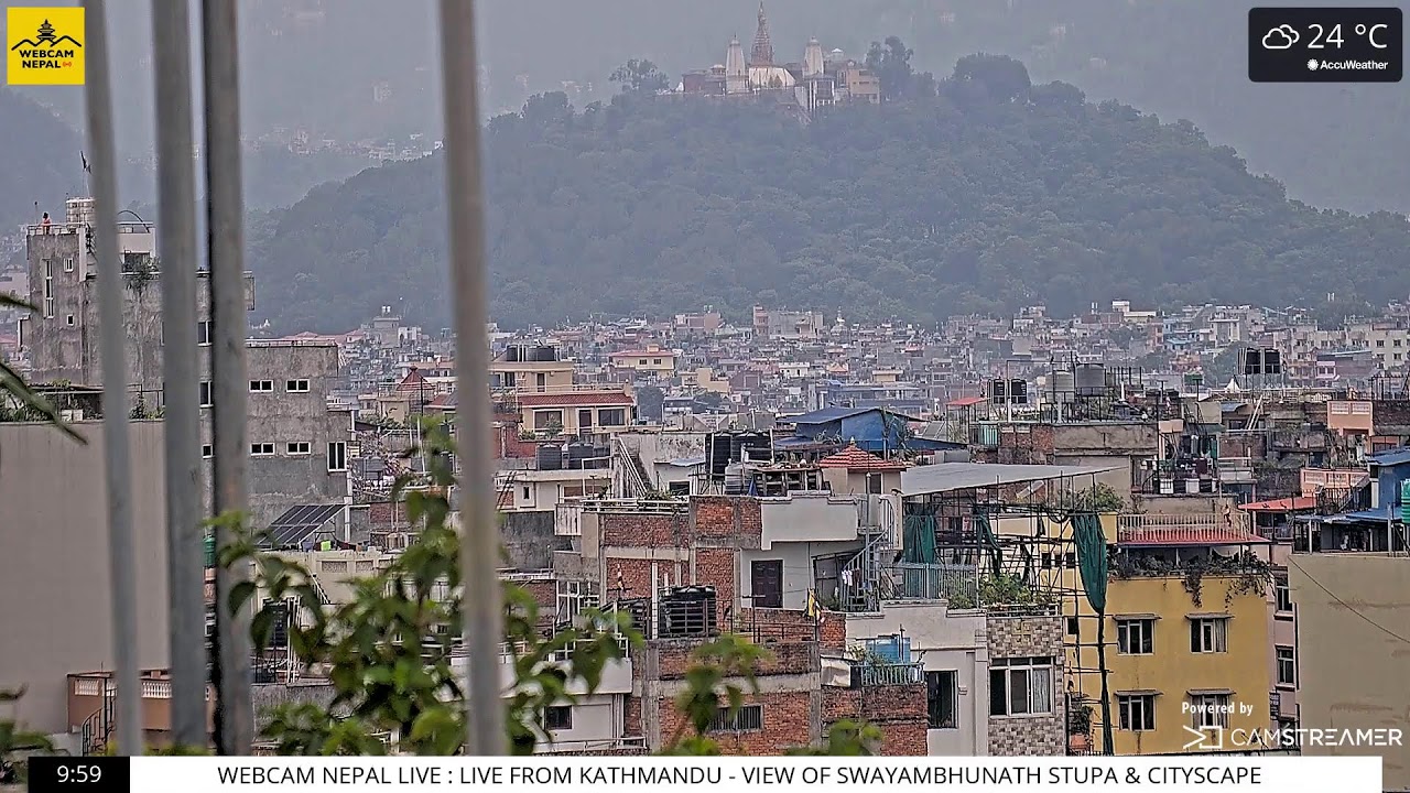 Live webcam view of Swayambhunath Stupa & Kathmandu Skyline