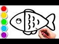 Fish Drawing, Painting & Coloring For Kids and Toddlers_ Child Art