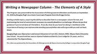 Writing a Newspaper Column with Douglas Pugh