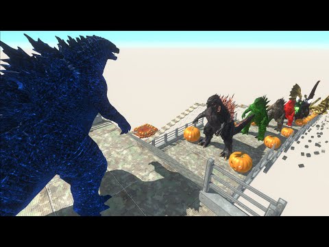 GODZILLA BLUE VS GHIDORAH DEATH FALL HALLOWEN - Animal Revolt Battle Simulator