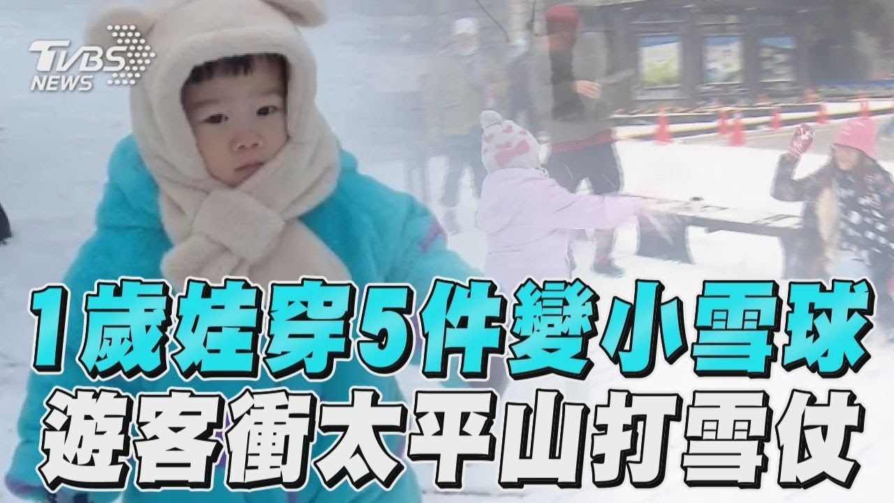 影音/1歲娃穿5件保暖變小雪球 遊客衝太平山打雪仗嗨翻