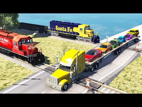 Railway Сrossing Train Сrashes #4 - Beamng drive