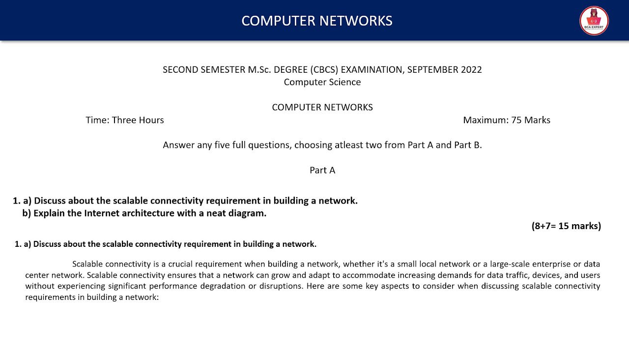 M.Sc Computer Science 2nd semester Paper -II Computer Networks Question paper 2022