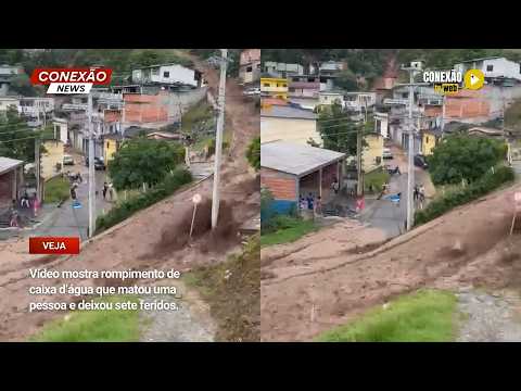 Vídeo: Vídeo mostra rompimento de caixa d’água que matou uma pessoa e deixou sete feridos.