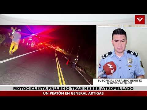 MOTOCICLISTA MUERE TRAS ATROPELLAR A UN PEATÓN EN GRAL. ARTIGAS