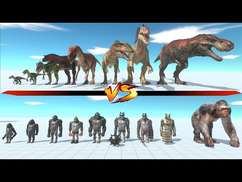 CARNIVORE DINOSAURS vs MUTANT PRIMATES - Animal Revolt Battle Simulator