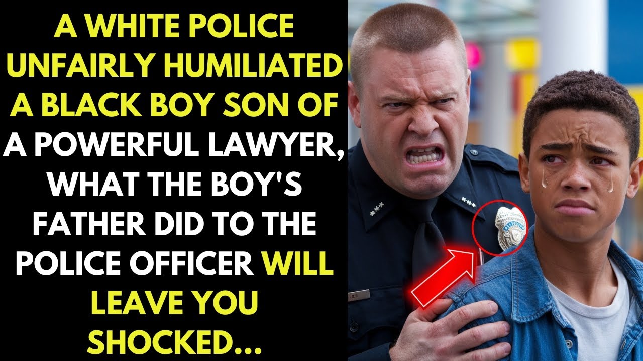 A white police officer humiliates a black boy, son of a powerful lawyer, when he finds out who he is