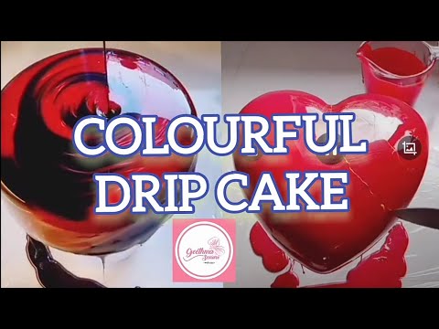 colourful cake dripping#cake#cakedripping#cakedrip