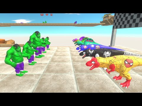 SPEED CHAMPIONS RACE SUPER HERO DINOSAURS DEATH CLIMB - Animal Revolt Battle Simulator