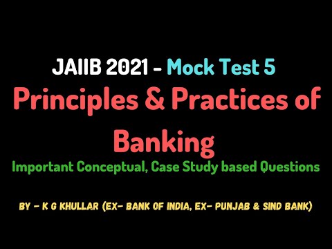 JAIIB 2022 Mock Test 5 | Principles & Practices of Banking |  by K G Khullar