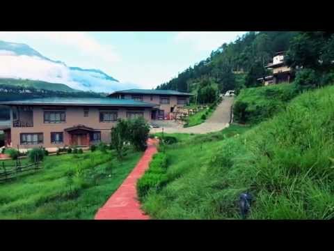 360 degree view of beautiful Punasangchu Resort in Punakha Bhutan #Bhutan #Happinessisaplace