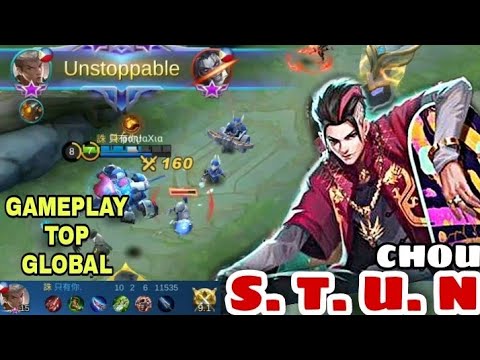 Gameplay Top Global Chou (S.T.U.N Chou) | Build Tersakit Chou 2021 - Mobile Legends