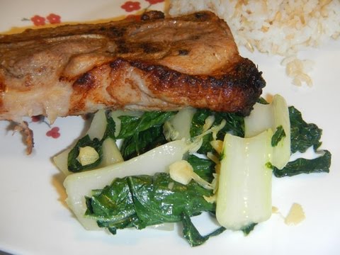 Soy-Ginger Pork Chops with Stir-Fry Bok Choy